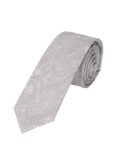 (Beige) Krawatte Herren Paisley Seide – gerollt