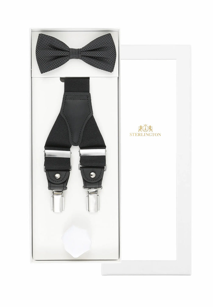 Men's suspender set with bow tie & pocket square – Picoté