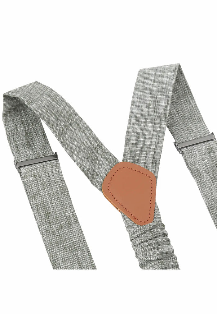 Men's suspenders set with bow tie - linen