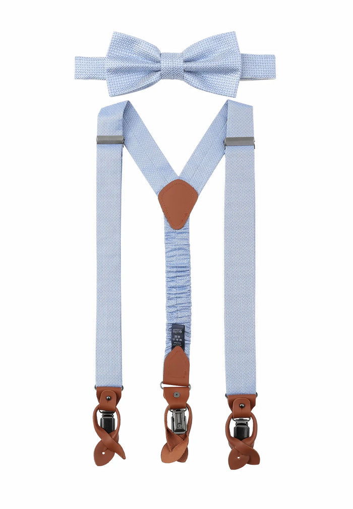 Men's suspender set with silk bow tie – micro pattern