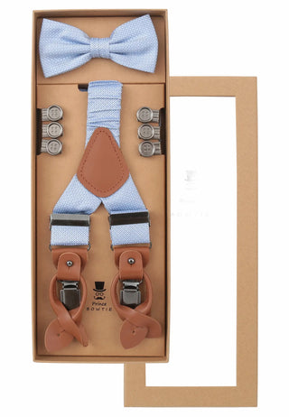 Men's suspender set with silk bow tie – micro pattern
