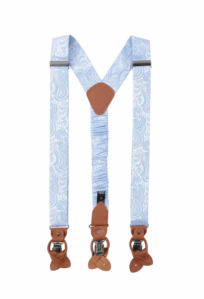 Men's suspender set with silk bow tie – Paisley