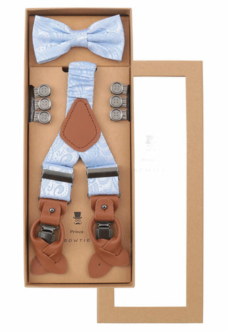Men's suspender set with silk bow tie – Paisley