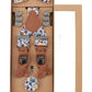 (Dunkelblau) Hosenträger Set Blumenmuster mit Fliege und Einstecktuch – Geschenkverpackung Prince Bowtie