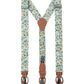 (Grün) Hosenträger Herren Blumenmuster Baumwolle – Y-Form mit Clips und Lederdetails