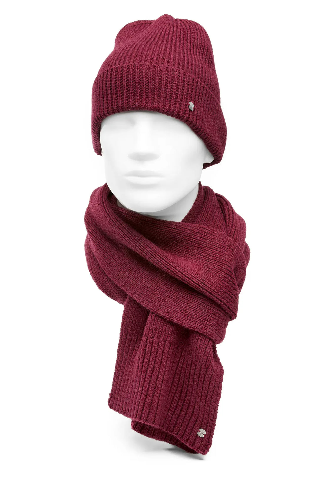 (Rot) Schal Mütze Set Herren – getragen auf Büste Winter
