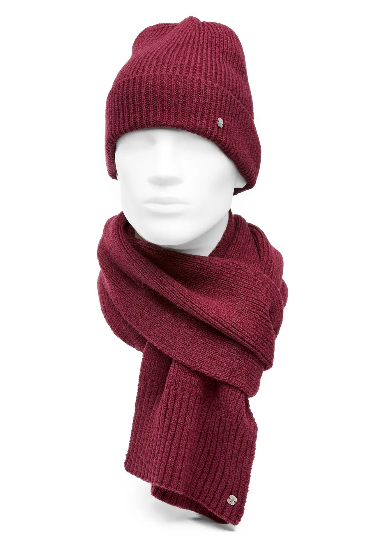 (Rot) Schal Mütze Set Herren – getragen auf Büste Winter