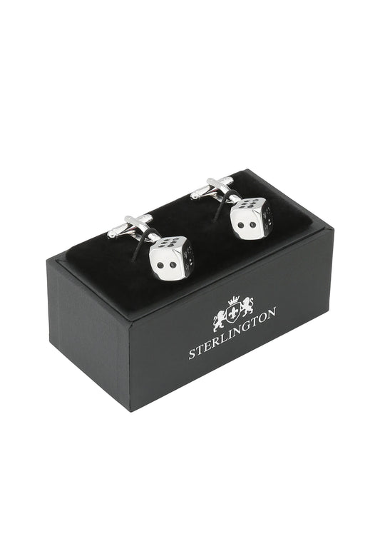 Manschettenknöpfe Herren Silber Würfel in der Geschenkbox