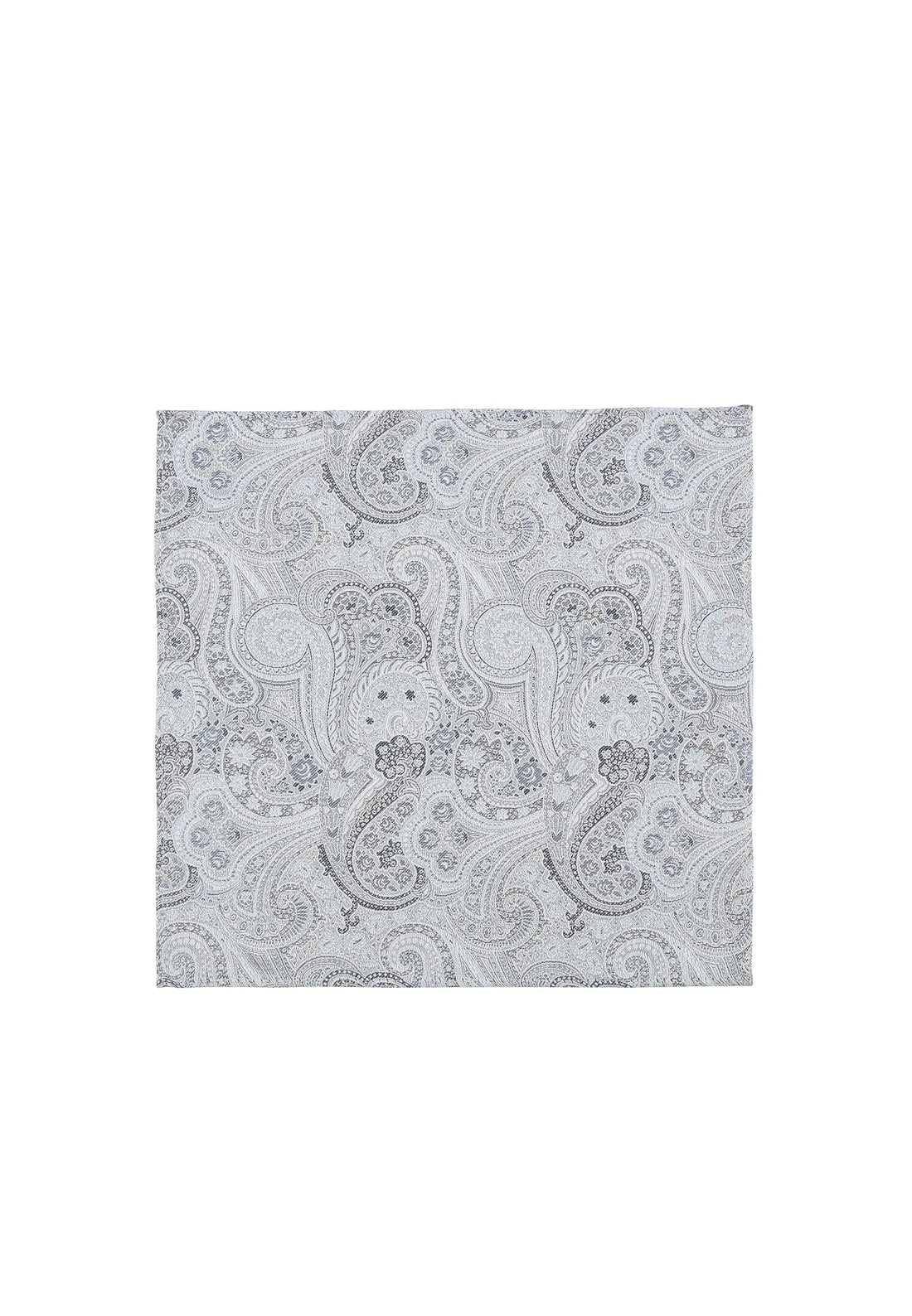 (Blau) Einstecktuch Hochzeit Paisley – Frontalansicht flach ausgelegt