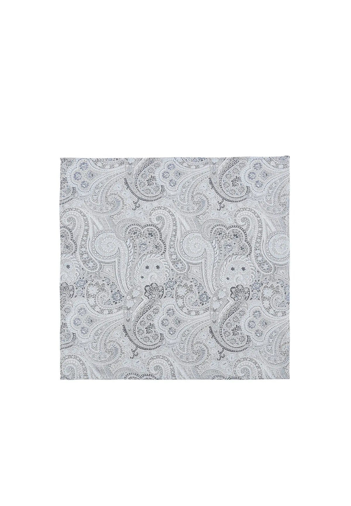 (Blau) Einstecktuch Hochzeit Paisley – Frontalansicht flach ausgelegt