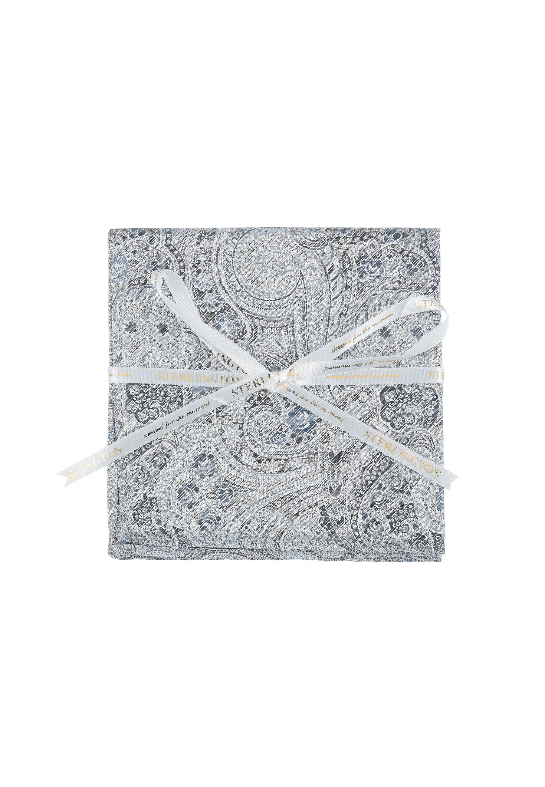 (Blau) Einstecktuch Sterlington Paisley Seide – mit Geschenkschleife