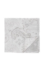 (Beige) Einstecktuch Herren Paisley Seide – flach ausgelegt mit umgeschlagener Ecke