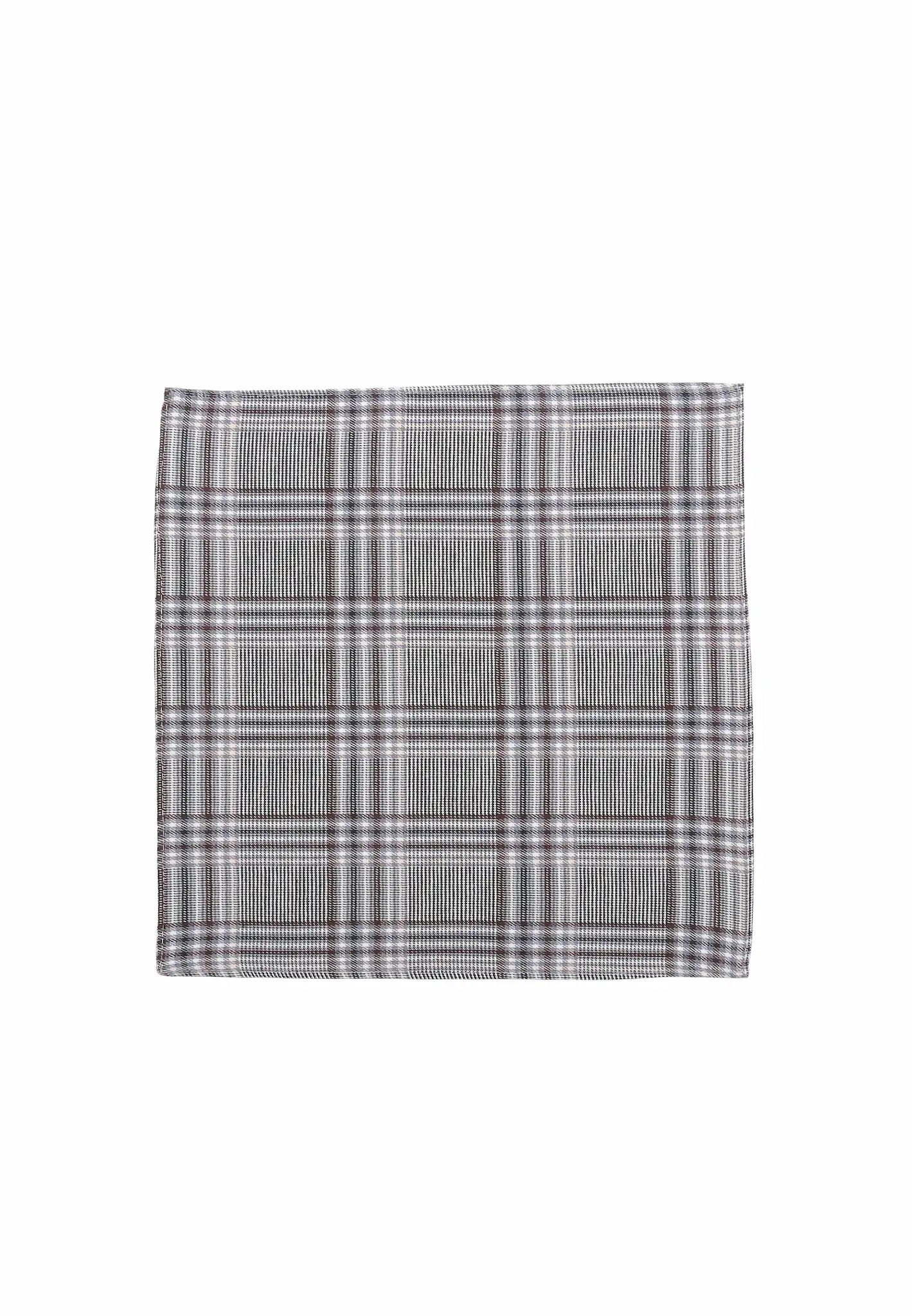 (Grau) Einstecktuch Glencheck grau-blau flach ausgelegt 28x28 cm
