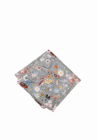 Men's pocket square in silk & cotton – floral pattern