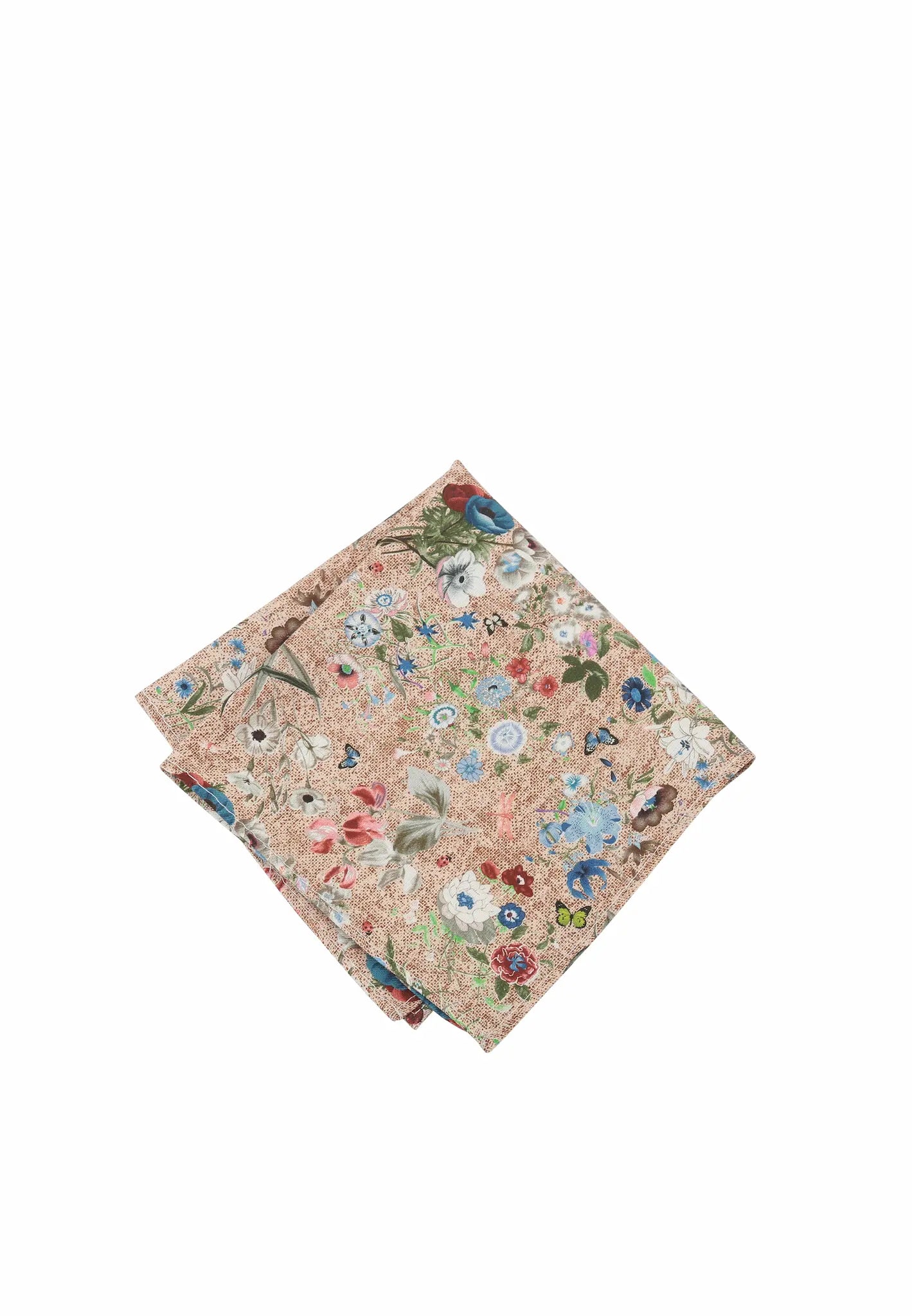 (Beige) Einstecktuch Herren Blumenmuster Seide – Pochette gefaltet