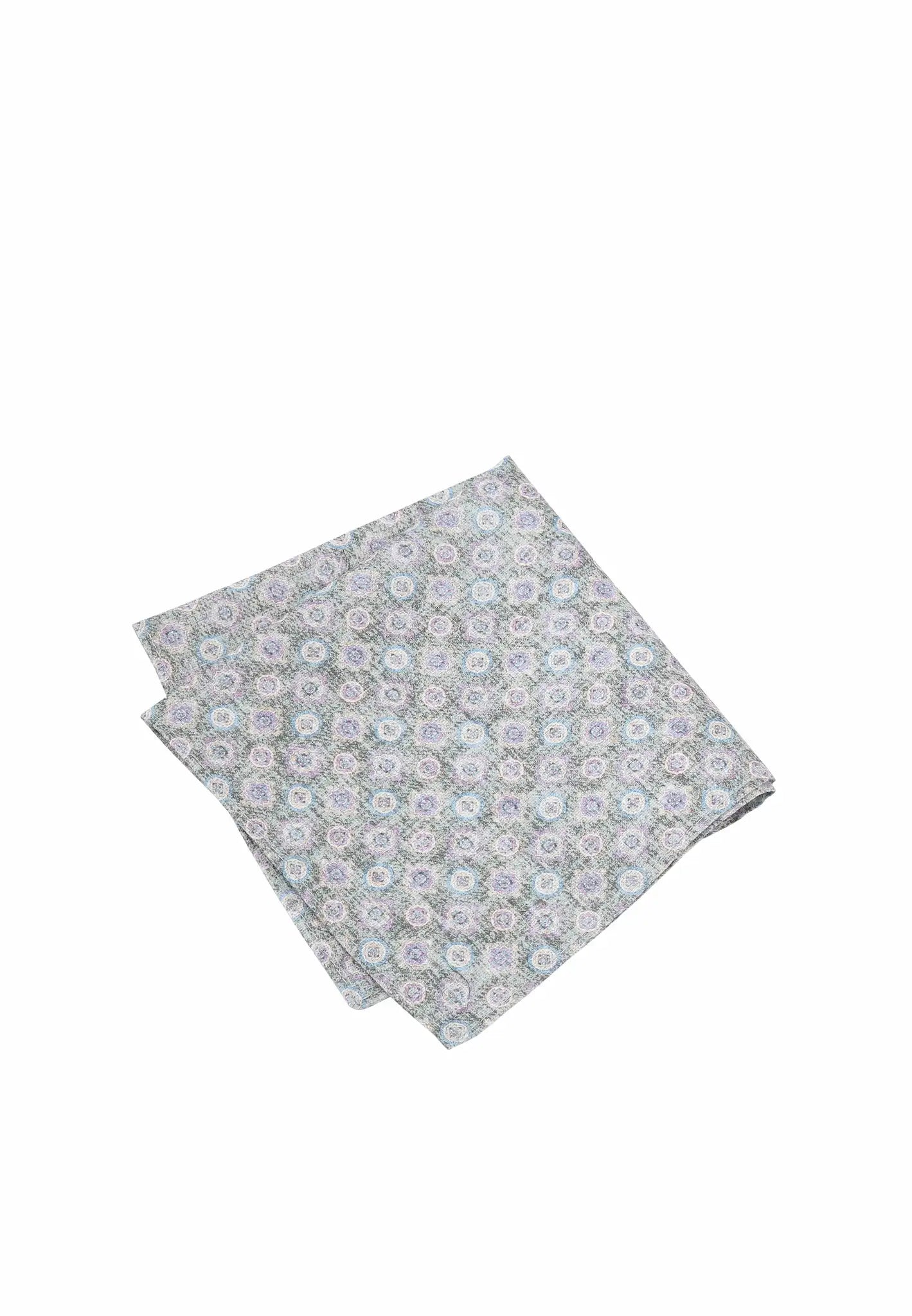(Grau) Einstecktuch Herren Medaillon-Muster Baumwolle – diagonal gefaltet
