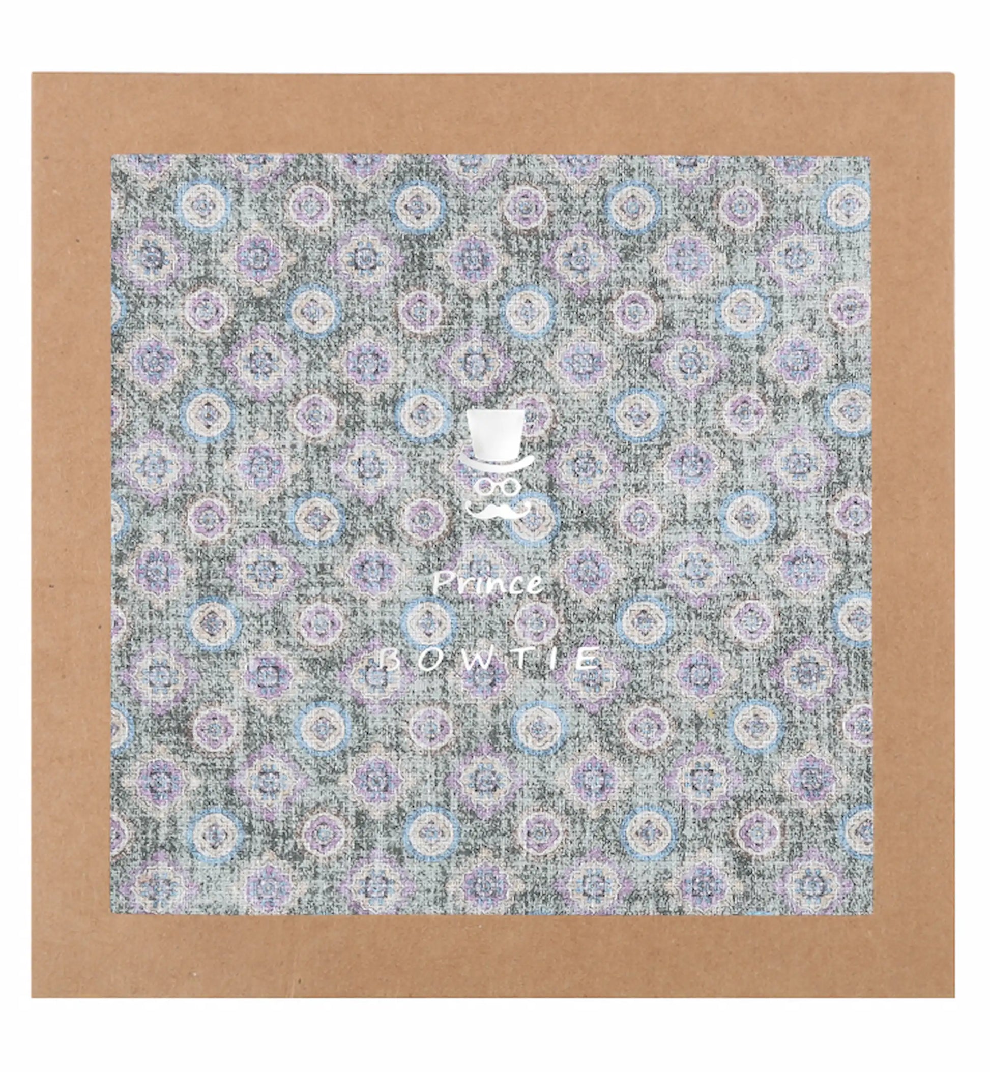 (Grau) Einstecktuch Medaillon-Muster in Geschenkverpackung – Prince Bowtie