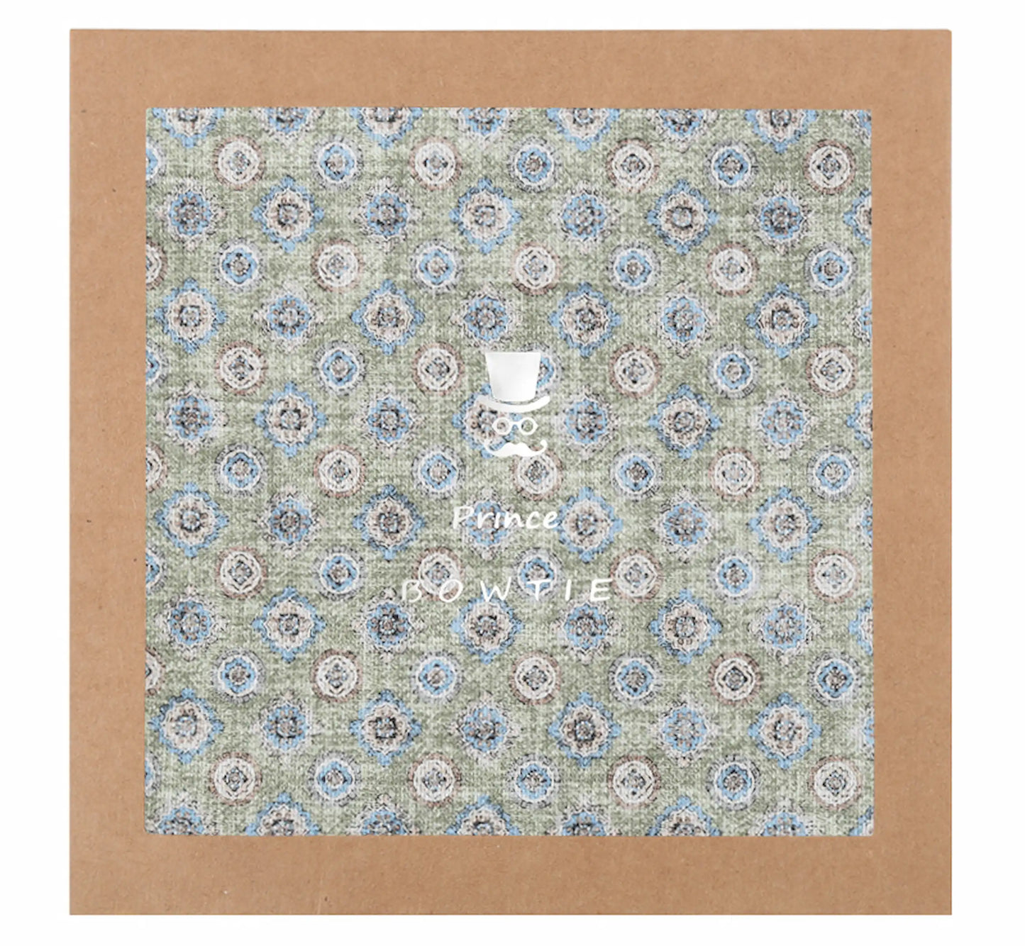 (Grün) Einstecktuch Medaillon-Muster in Geschenkverpackung – Prince Bowtie