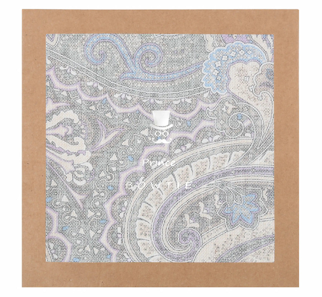 (Grau) Einstecktuch Paisley-Muster in Geschenkverpackung – Prince Bowtie