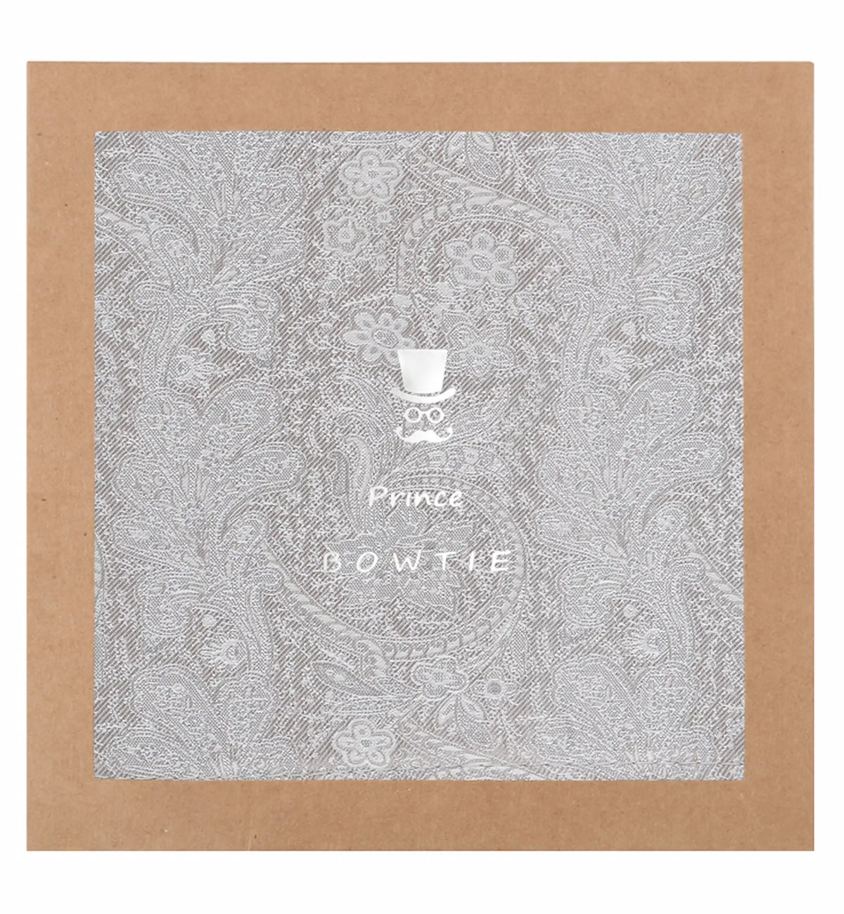 (Beige) Einstecktuch Paisley Seide in Geschenkverpackung – Prince Bowtie
