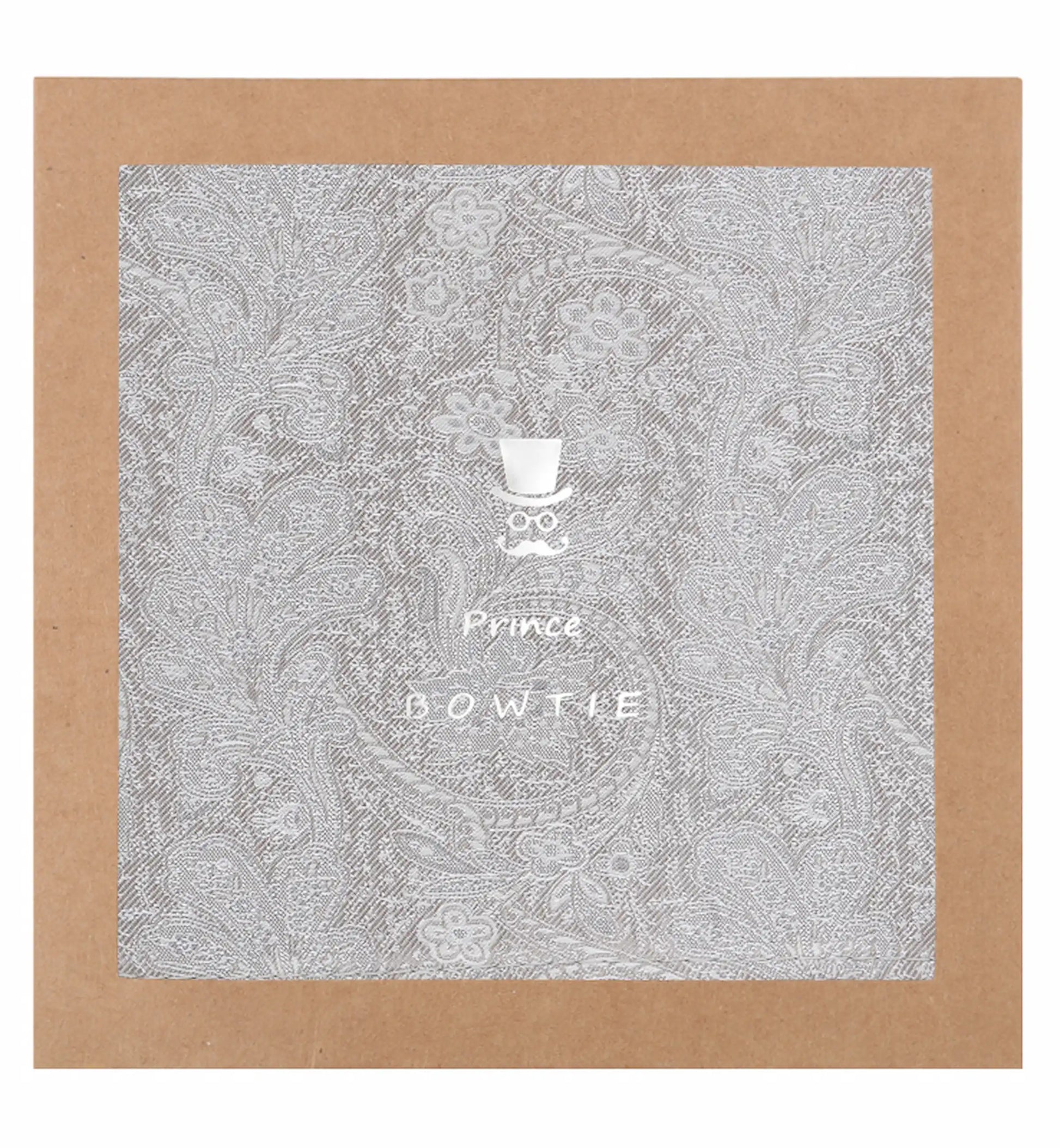 (Beige) Einstecktuch Paisley Seide in Geschenkverpackung – Prince Bowtie