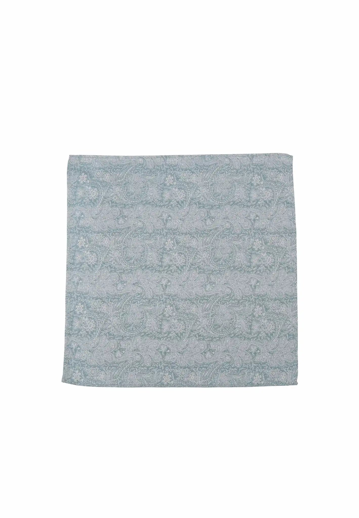 (Petrol) Einstecktuch Herren Paisley Seide 28x28 cm – Gesamtansicht