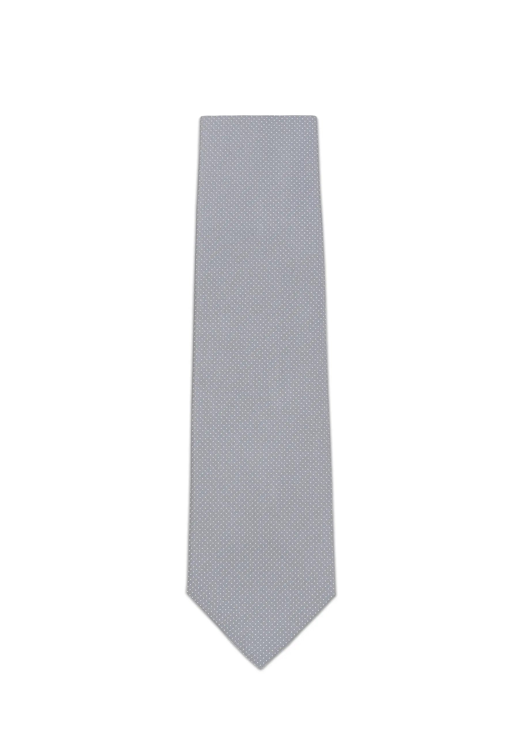 (Grau) Seidenkrawatte Picoté 8cm Überlänge 170cm flach