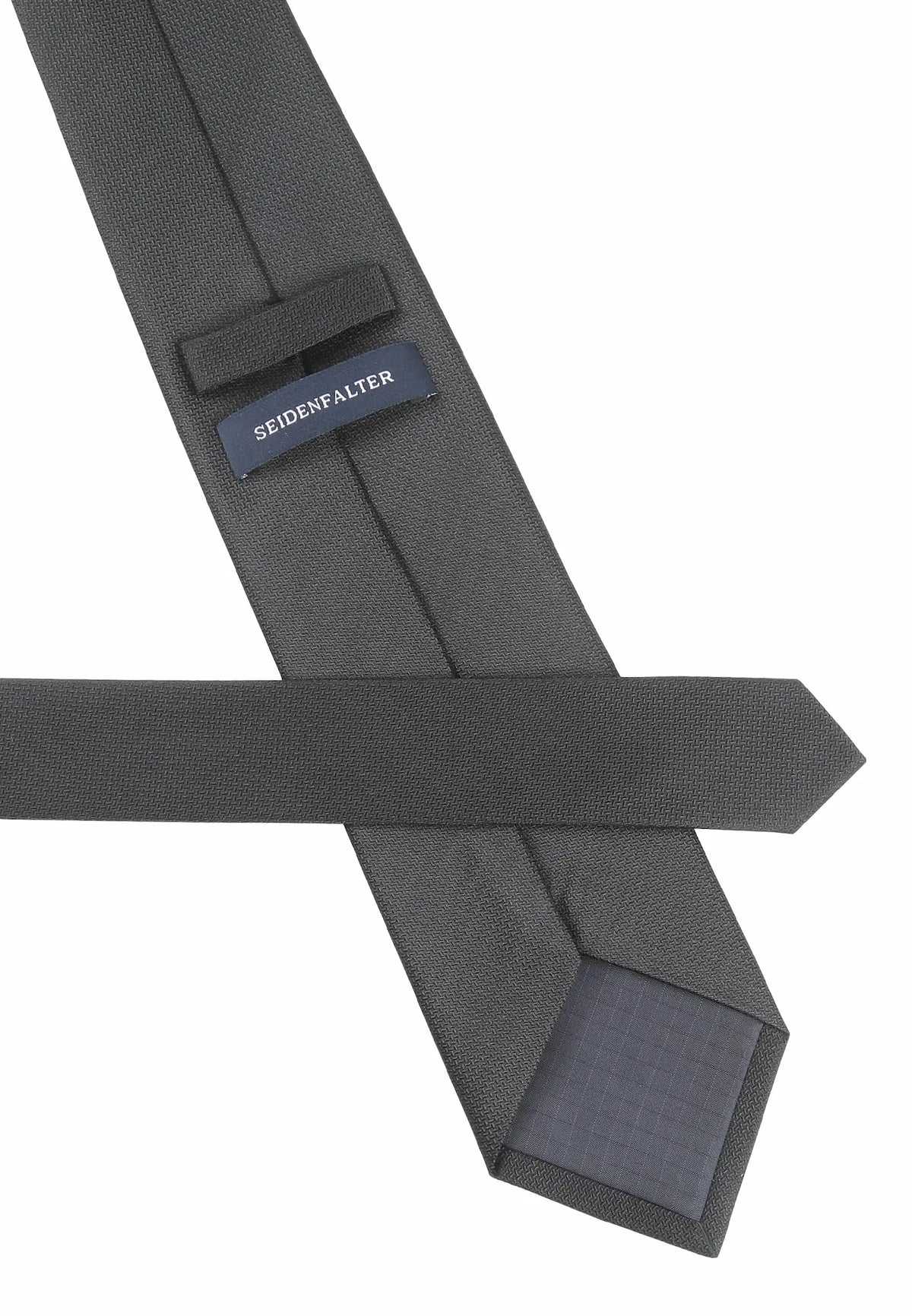 (Schwarz Uni) Trauerkrawatte Uni Seide – Rückseite Label