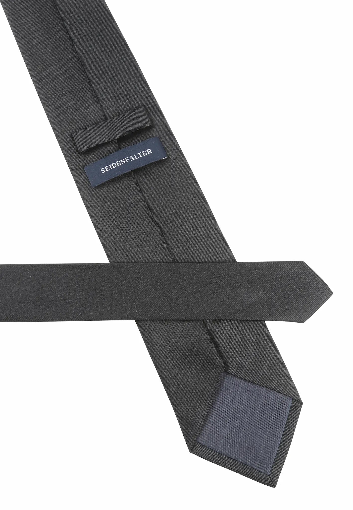 (Schwarz Diagonalstruktur) Trauerkrawatte Diagonalstruktur – Rückseite Label