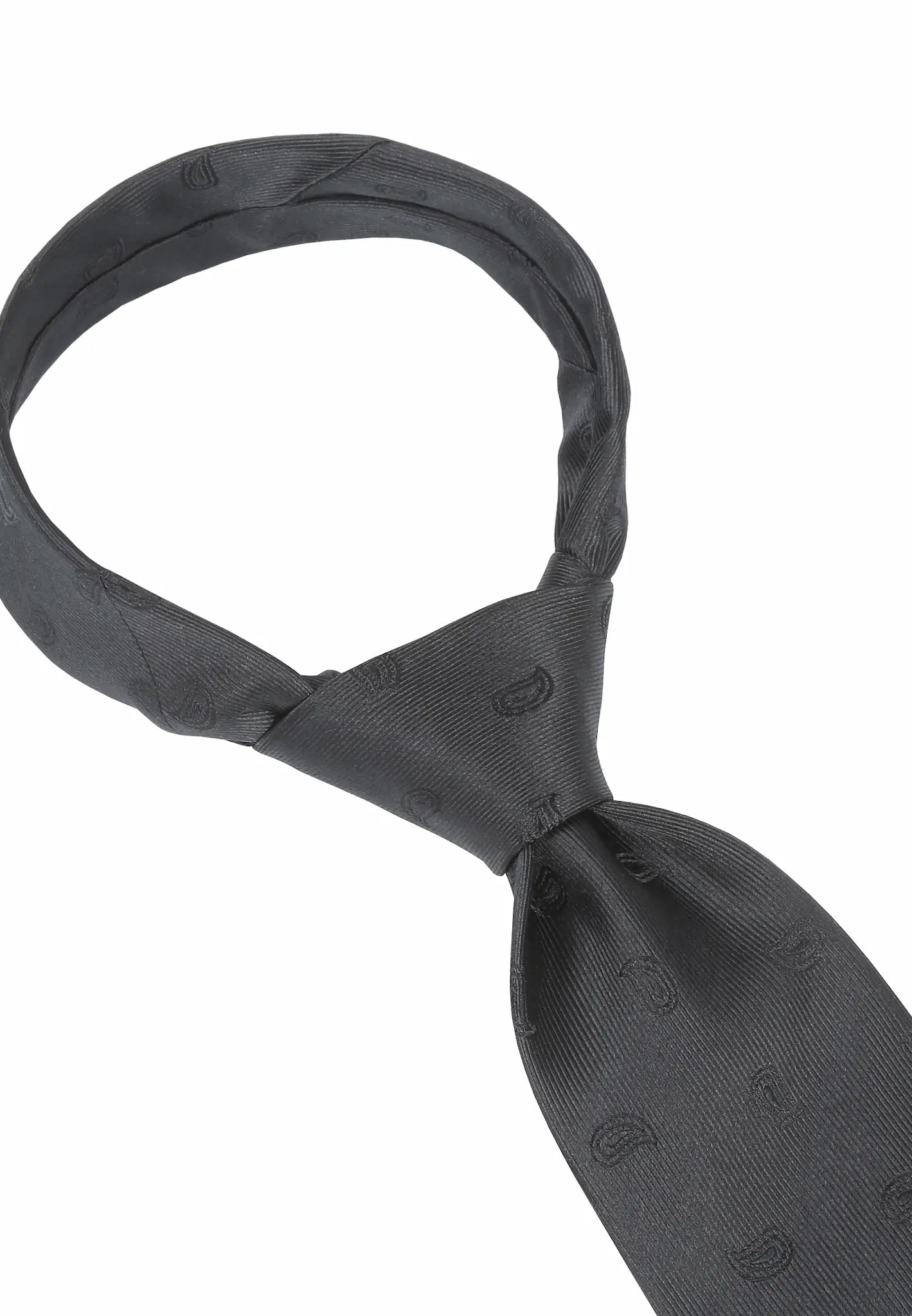 (Schwarz Paisley) Trauerkrawatte Paisley – Knoten Detail