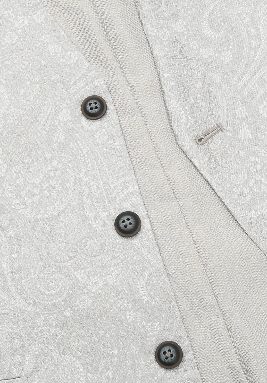 (Champagner) Hochzeitsweste Herren Paisley – Detailansicht Knöpfe und Paisley-Muster