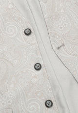 (Beige) Hochzeitsweste Herren Paisley – Detailansicht Knöpfe und Paisley-Muster