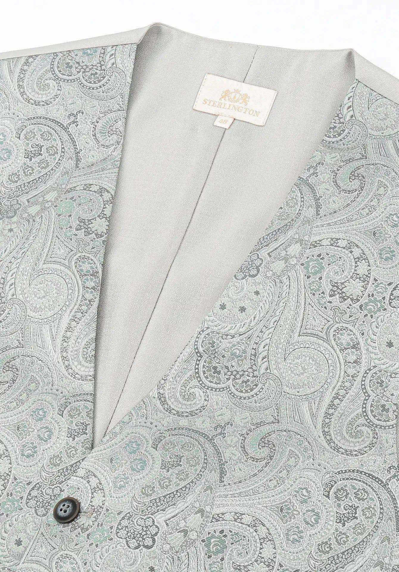 (Grün) Hochzeitsweste Sterlington Paisley – V-Ausschnitt mit Label