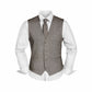 (Beige) Westen Set Herren Tweed mit Krawatte – Frontansicht auf weißem Hemd