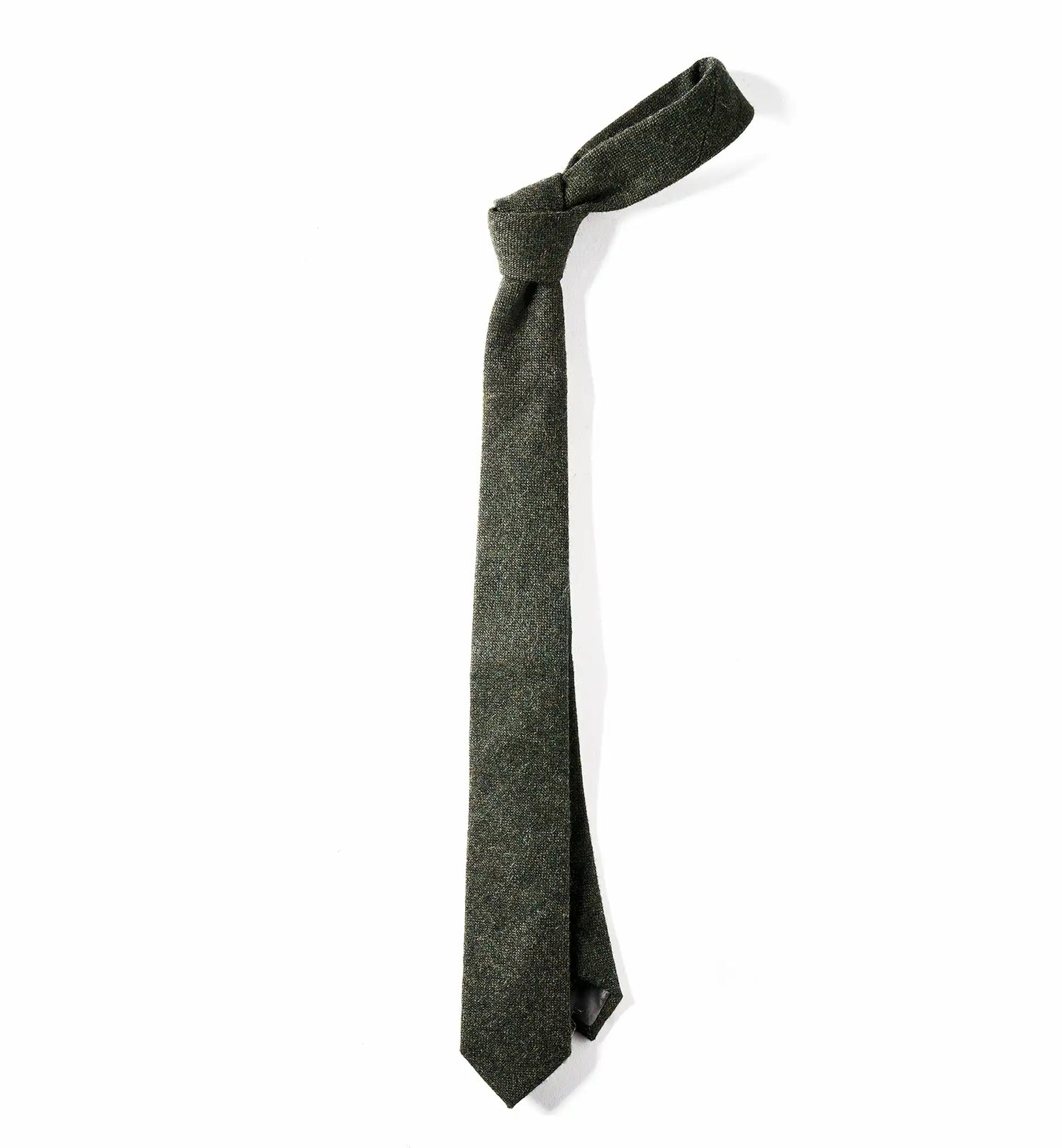 (Dunkelgrün) Krawatte Herren Tweed Wolle – Detailansicht