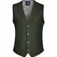 (Dunkelgrün) Herrenweste Tweed mit floralem Innenfutter – Prince Bowtie