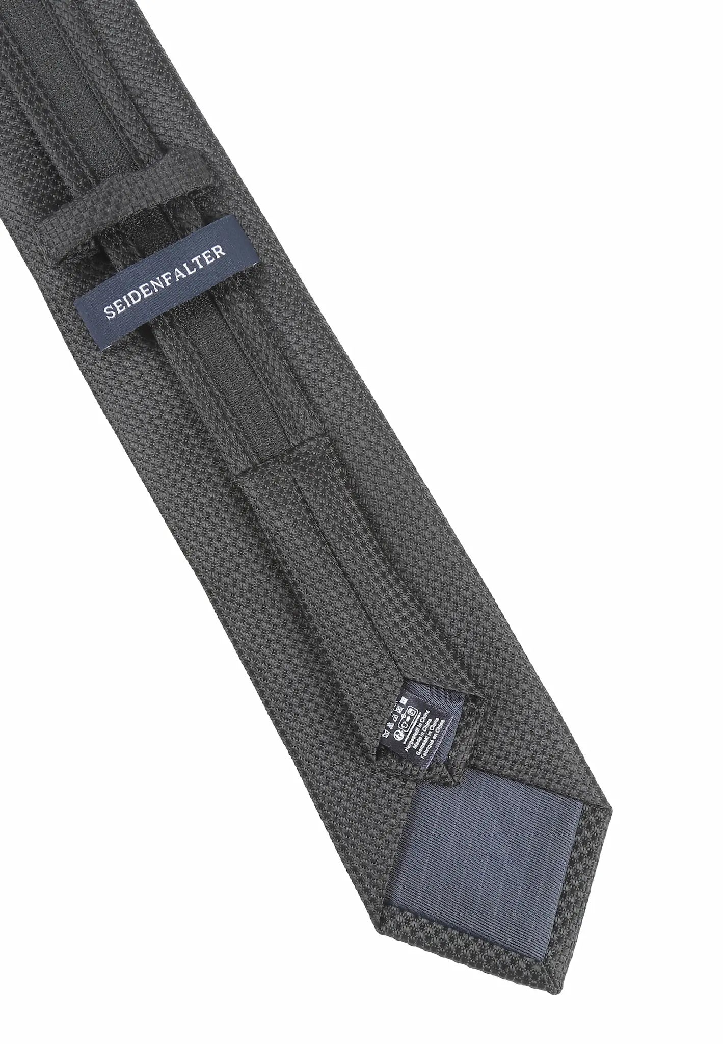 (Schwarz Mikrostruktur) Rückseite der Zip-Trauerkrawatte mit Reißverschluss und Schlaufe, vorgebunden und verstellbar