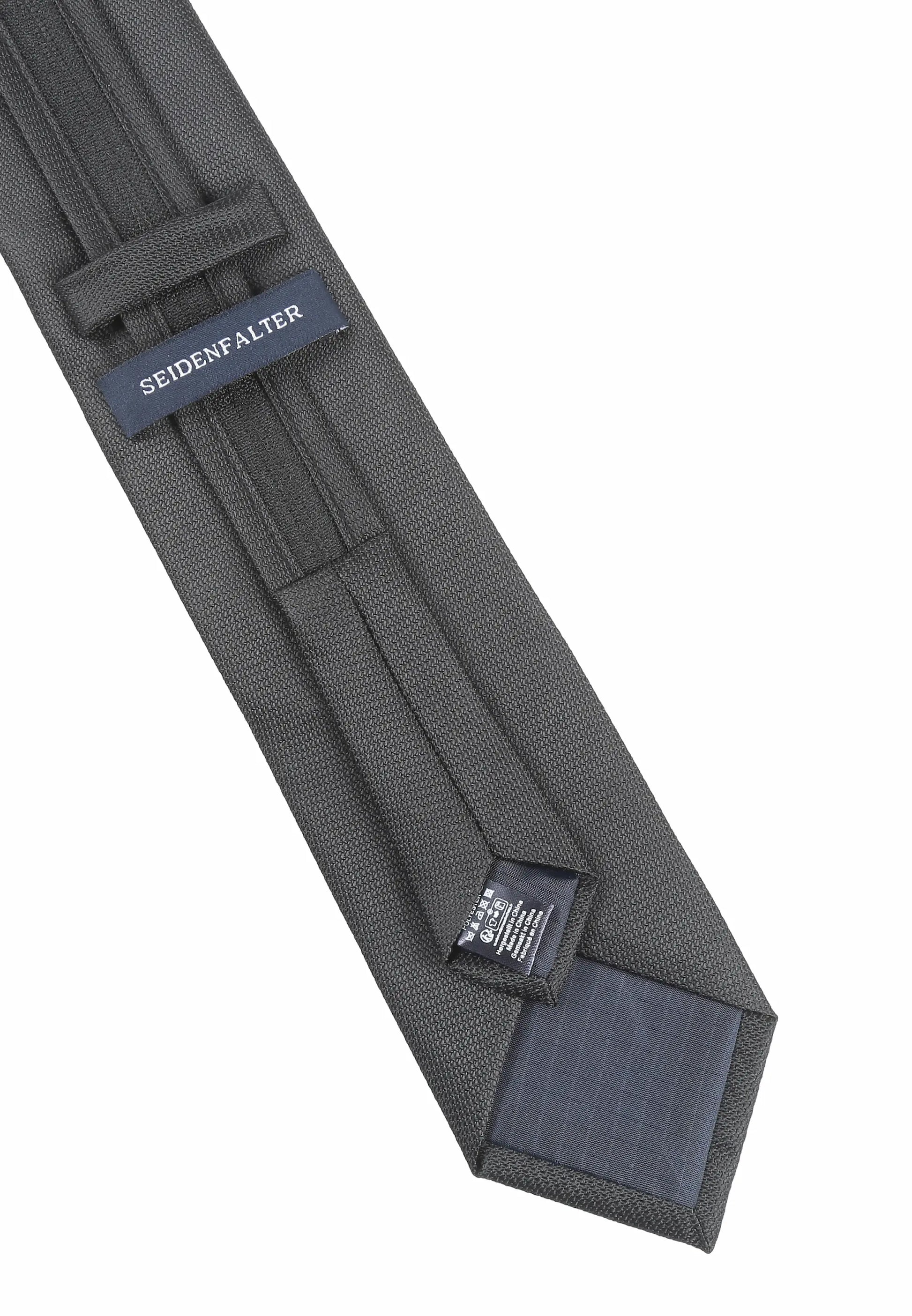 (Schwarz Uni) Rückseite der Zip-Trauerkrawatte mit Reißverschluss und Schlaufe, vorgebunden und verstellbar