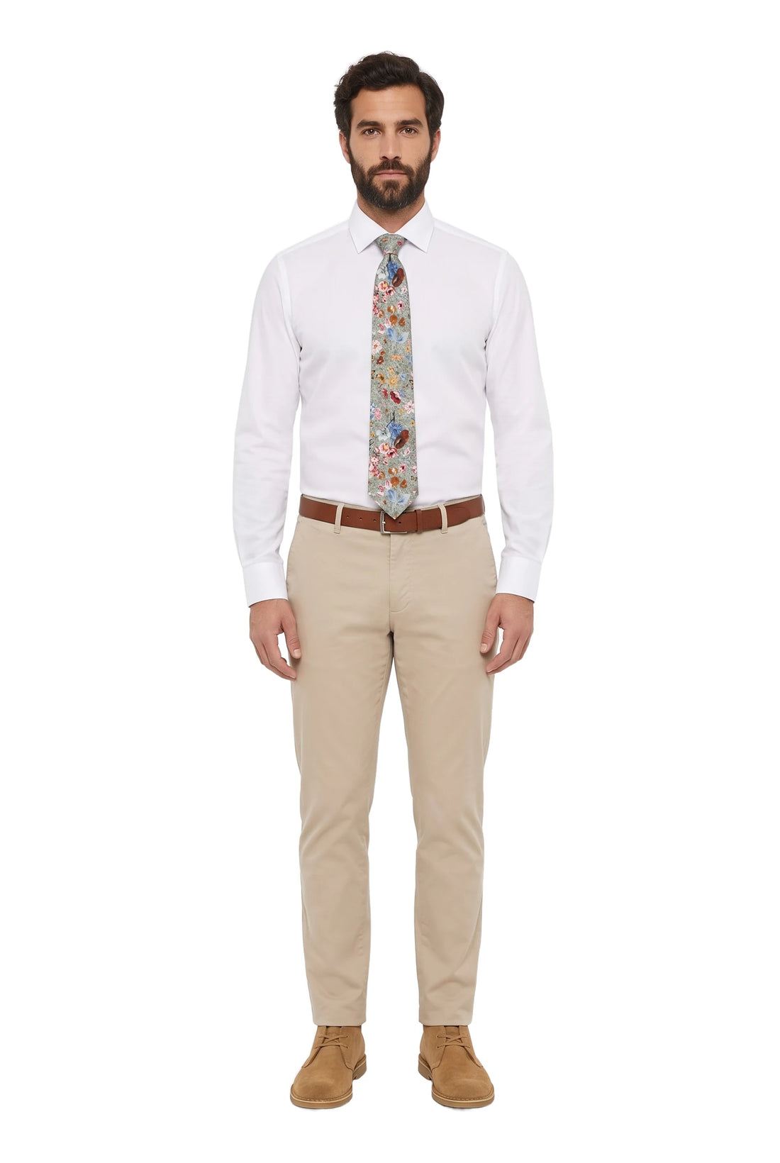 (Grün) krawatte herren blumenmuster seide getragen ganzkörper look