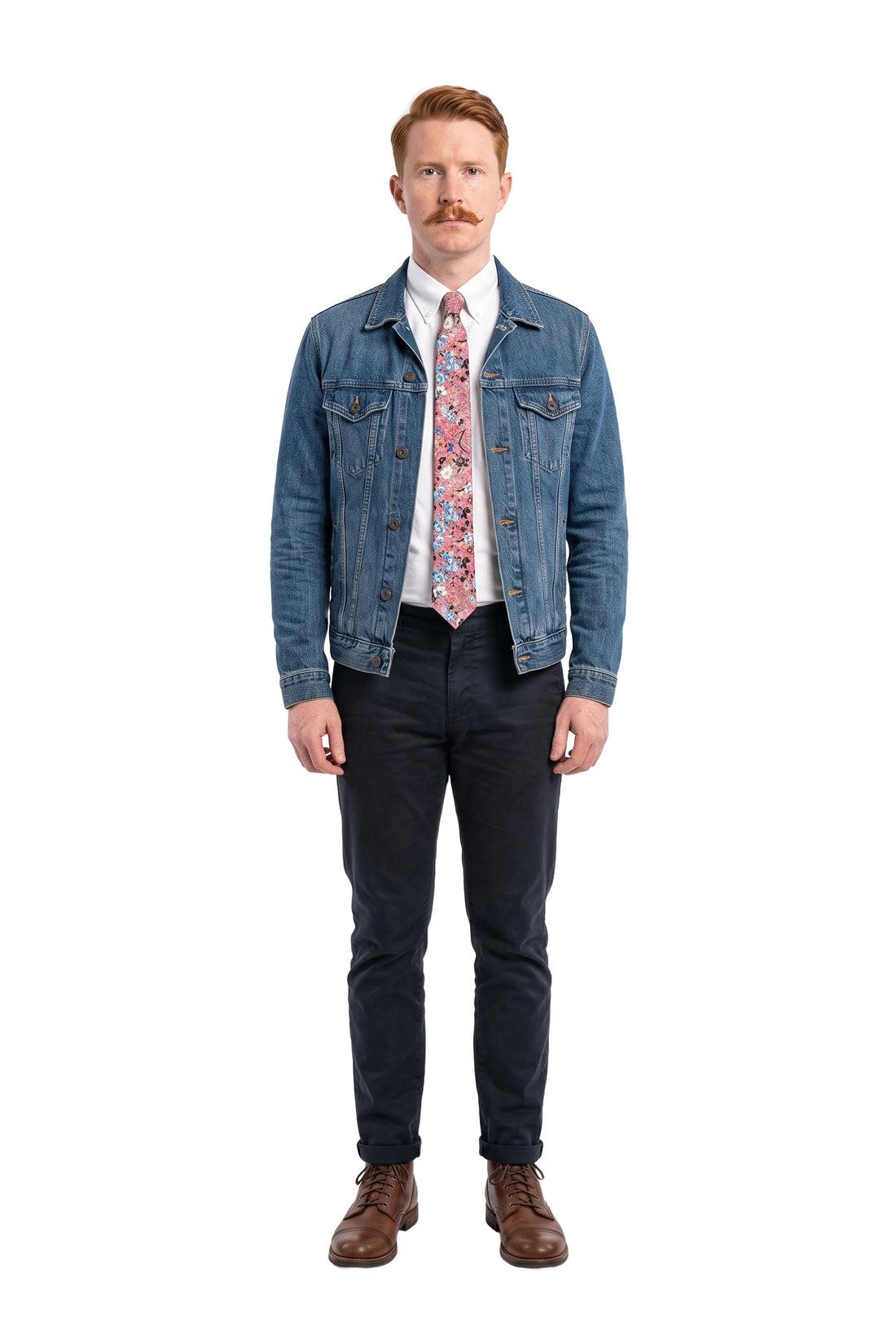 (Rot) krawatte herren blumenmuster seide getragen ganzkörper look