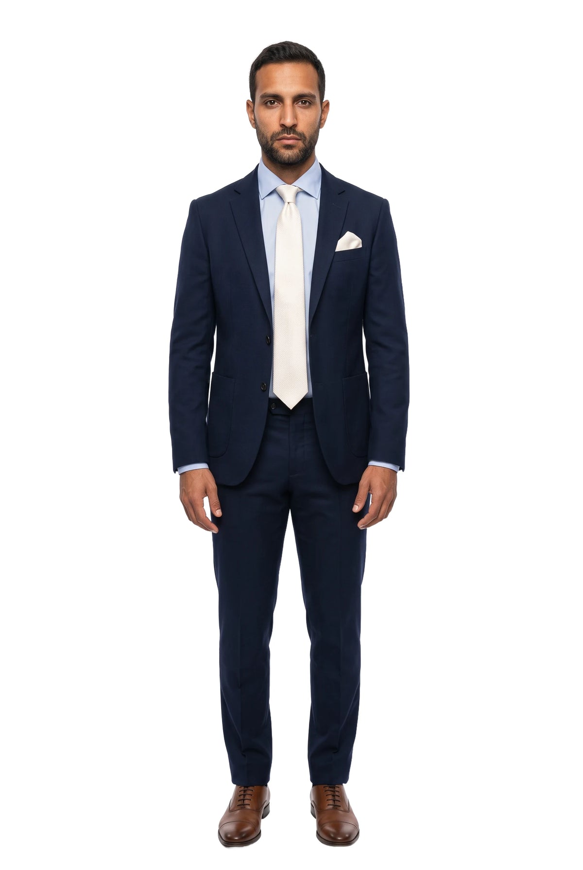 (Off-White) krawatte einstecktuch set mikromuster getragen ganzkörper look