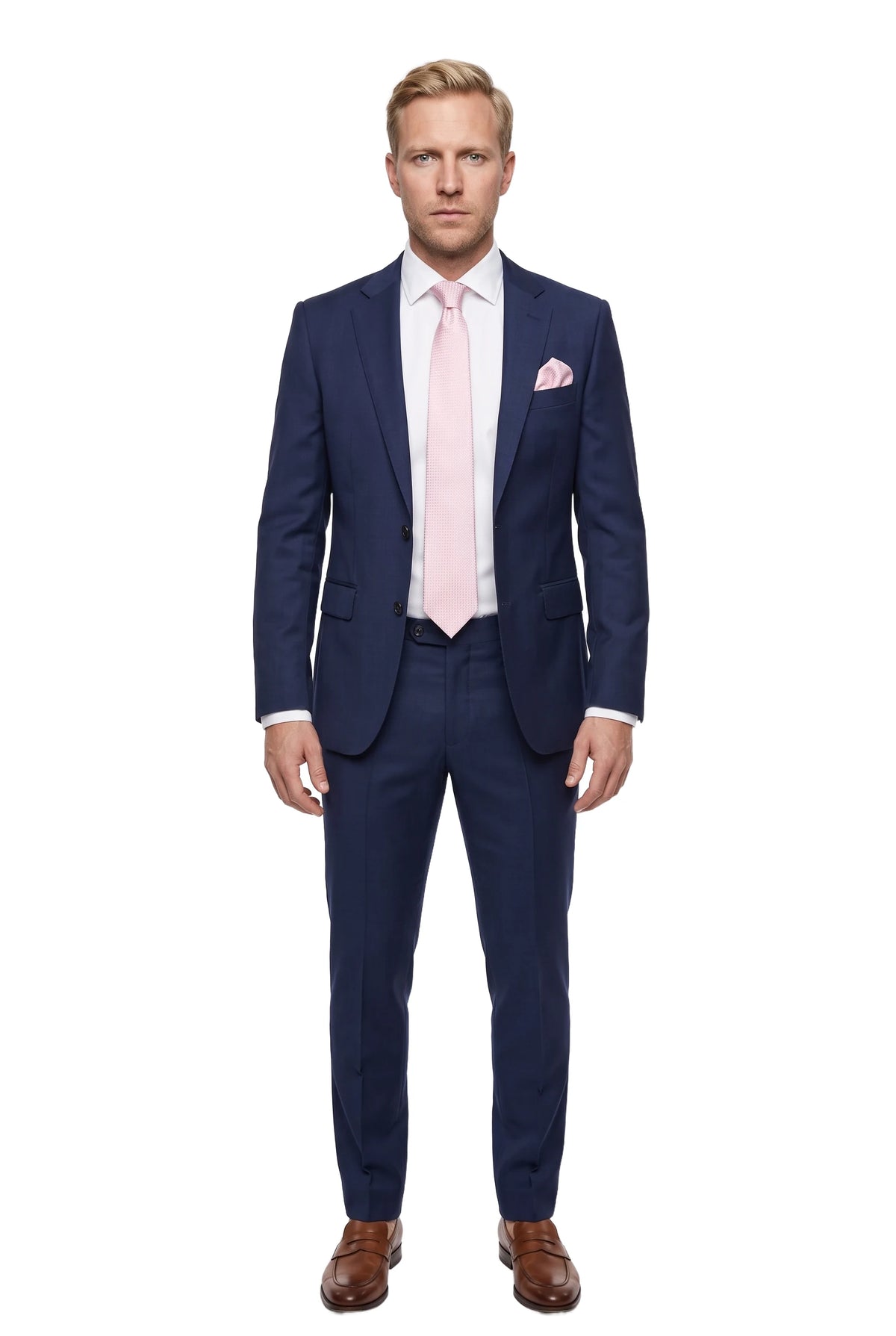 (Rosa) krawatte einstecktuch set mikromuster getragen ganzkörper look