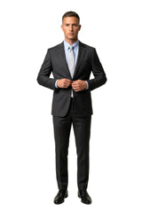 (Hellgrau) seidenkrawatte herren feinstruktur getragen ganzkörper look mit anthrazit anzug