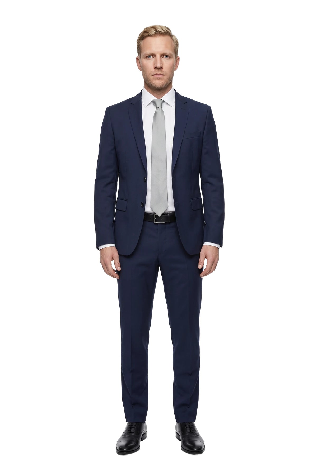 (Grau) seidenkrawatte herren uni schmal getragen ganzkörper look