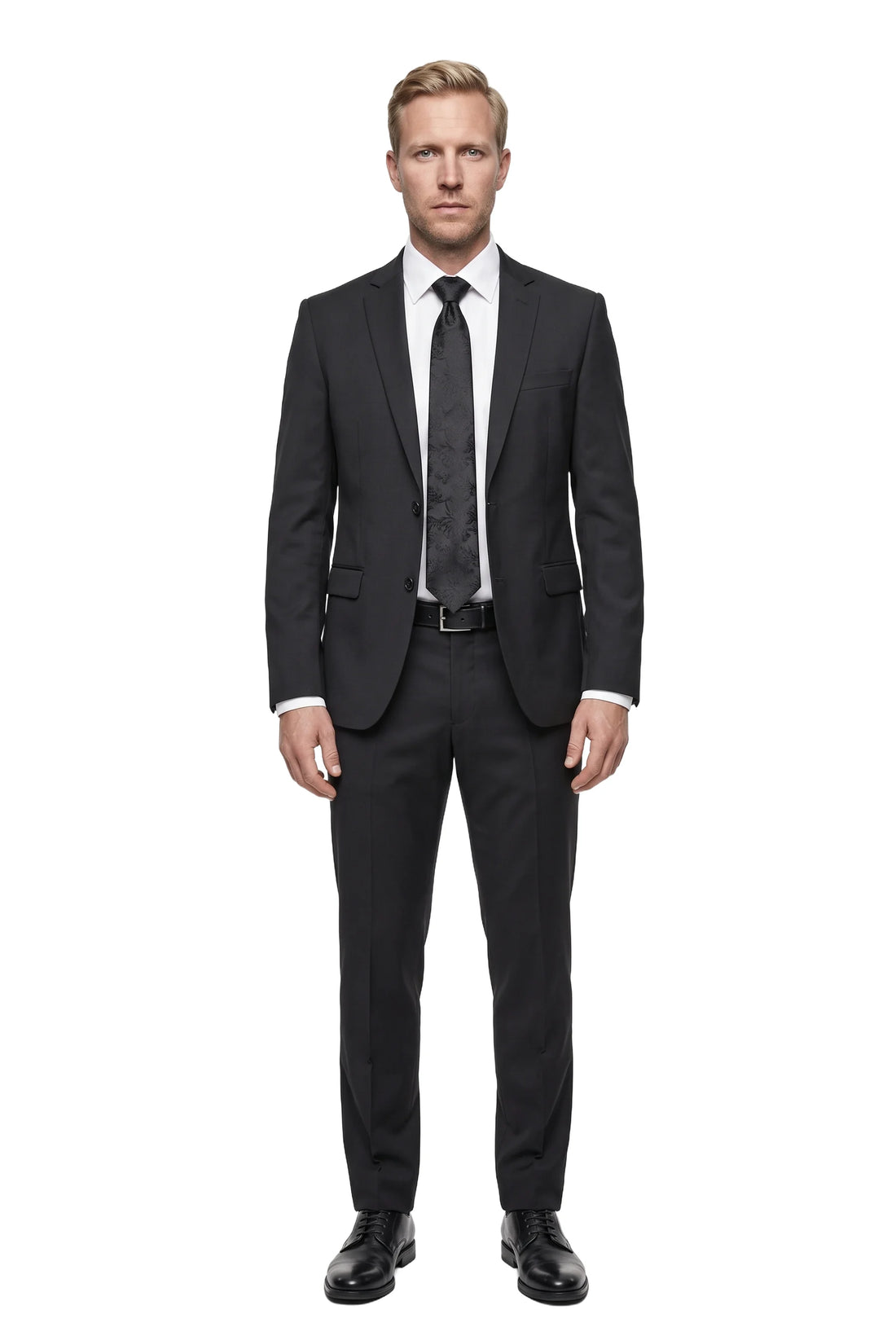 (Schwarz Blumenmuster) zip trauerkrawatte vorgebunden getragen ganzkörper look