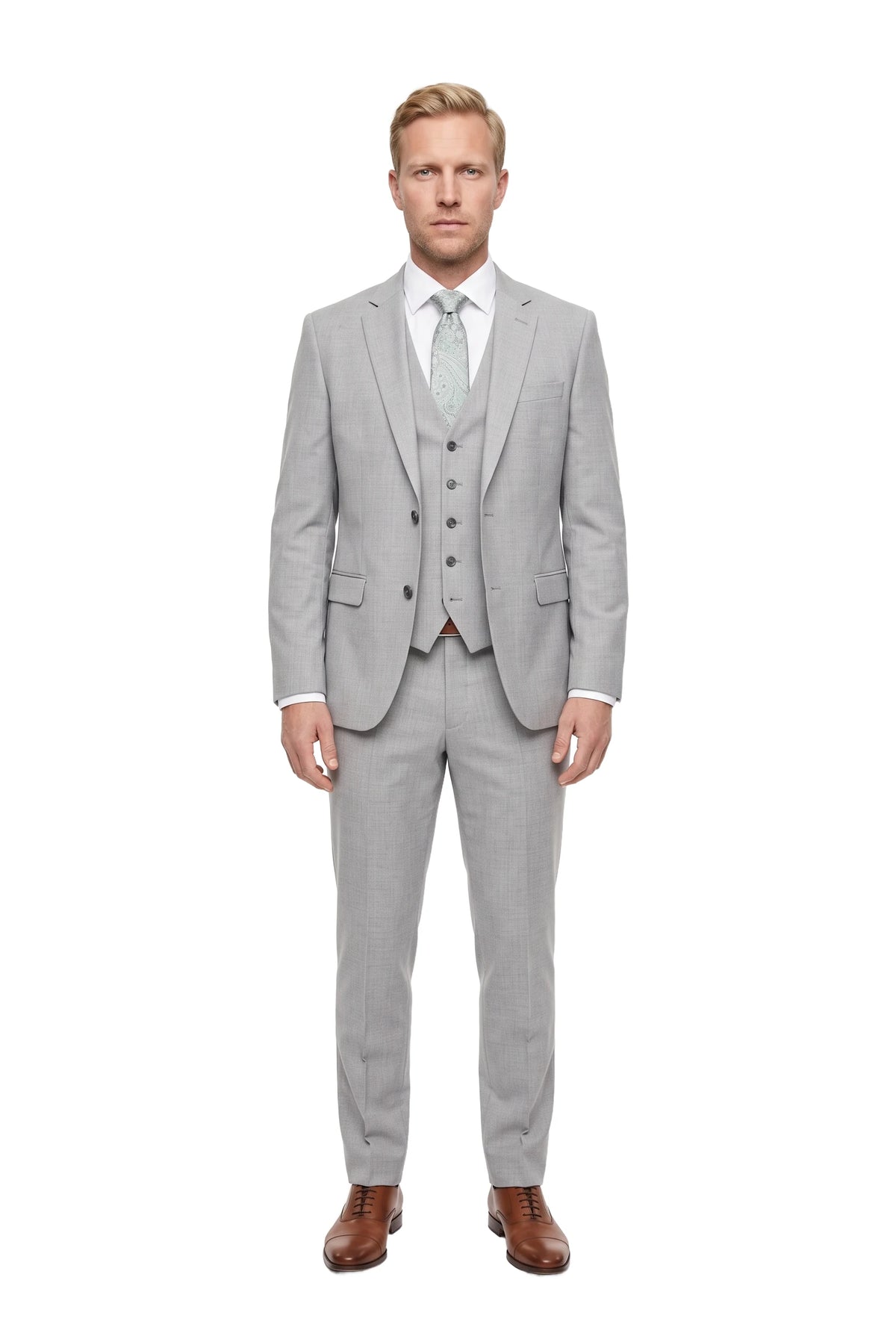 (Grün) hochzeitskrawatte herren paisley getragen ganzkörper look